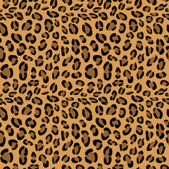 Seamless pattern of leopard skin. Background design, textile decoration, animalistic print.