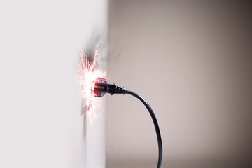 Electrical Hazard: Electrical plug causes electric shock, Idea for causes of a home fire, Electric...