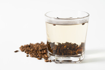 Barley tea on pure white background