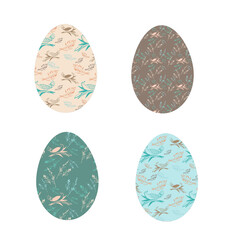 Easter Egg. Set of illustrations in pastel shades.