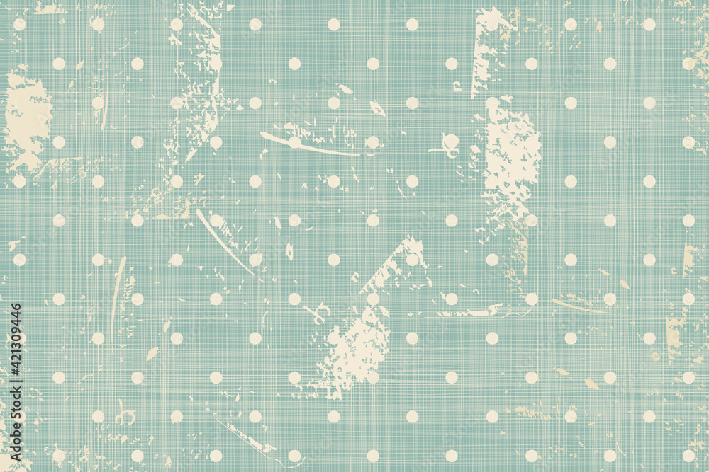 Poster Abstract seamless polka dots pattern with an effect of attrition in retro color. Retro design. Vector shabby geometric carpet. Background for ceramic tile, rug,wallpaper, linoleum, textile, web page