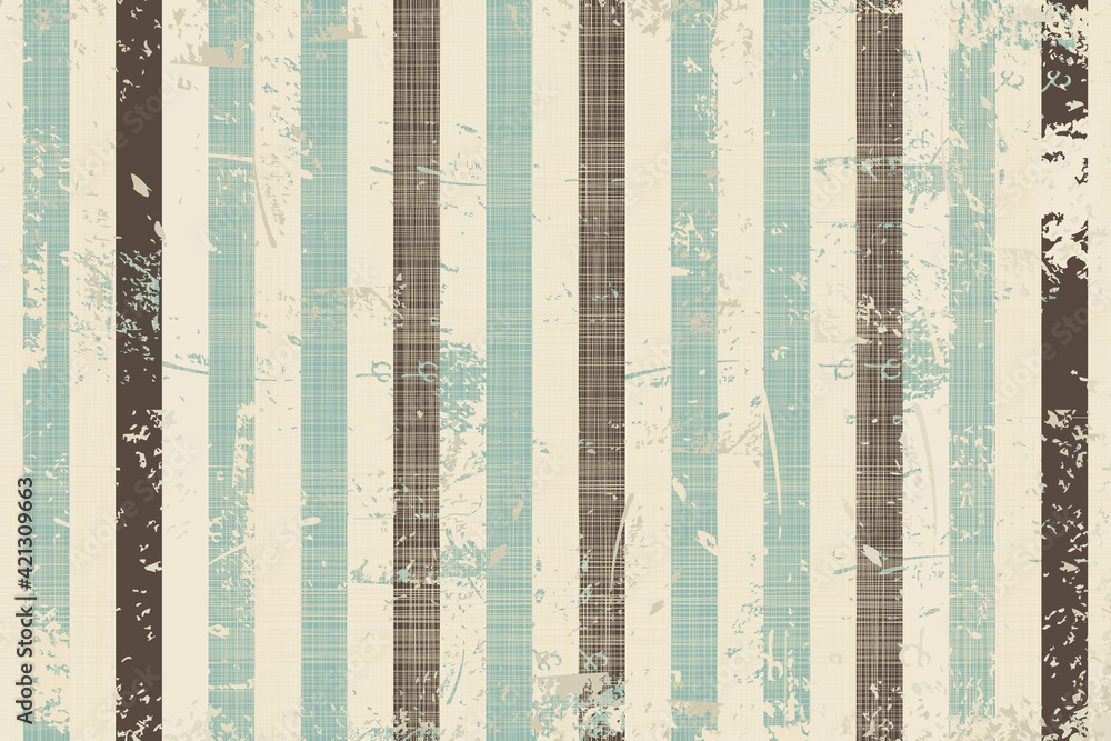 Poster Abstract seamless striped pattern with an effect of attrition in retro color. Vector shabby geometric carpet. Vintage background for ceramic tile, wallpaper, linoleum, textile, rug, web page
