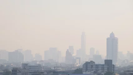 Fotobehang The particulate matter (PM2.5) reached hazardous levels in Thailand's capital. Bangkok Thailand. © Tee11