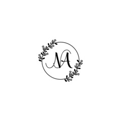 NA initial letters Wedding monogram logos, hand drawn modern minimalistic and frame floral templates