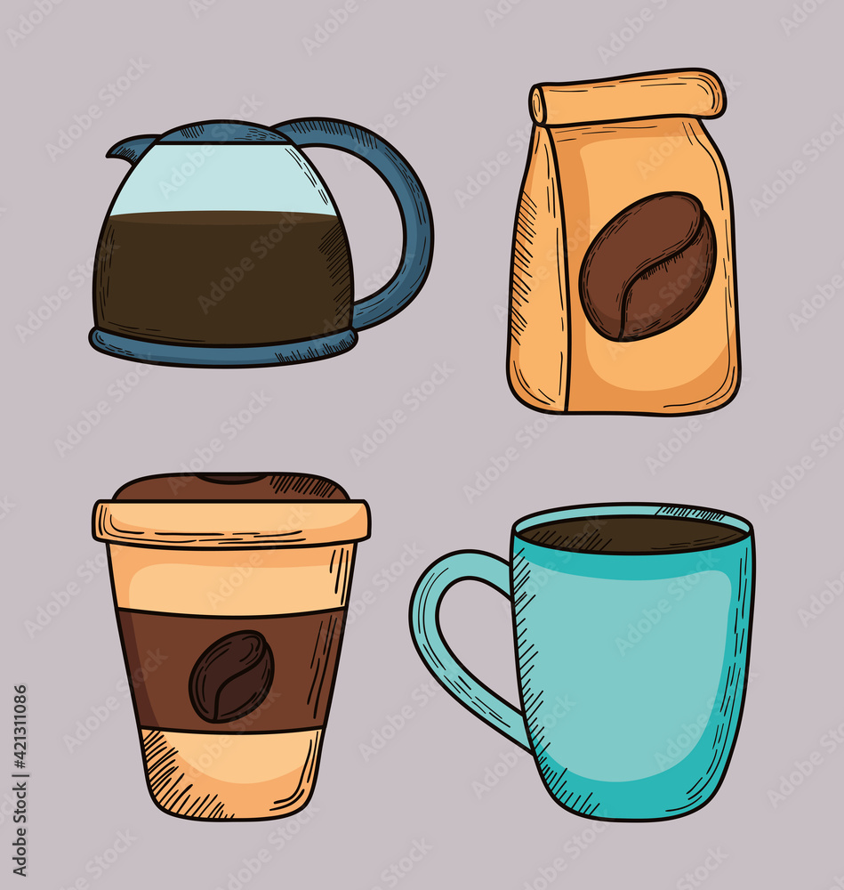 Sticker coffee icon collection