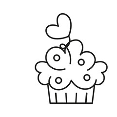 Isolated cupcake with a heart - Vector illustration