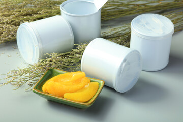 Canned yellow peach background