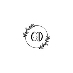 OD initial letters Wedding monogram logos, hand drawn modern minimalistic and frame floral templates