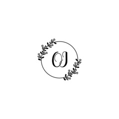 OI initial letters Wedding monogram logos, hand drawn modern minimalistic and frame floral templates