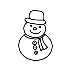 Illustration of a black fun snowman isolated on a white background for Christmas decoration
