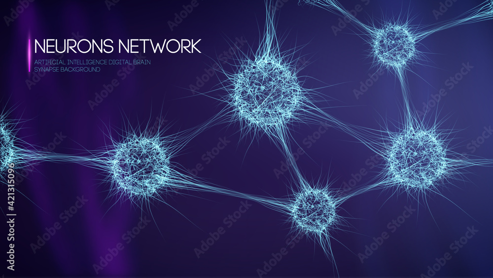 Aufkleber neurons network, artificial intelligence digital brain synapse background. eps 10 vector illustratio