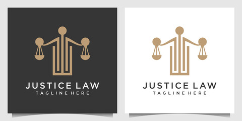 Justice law logo design with creative simple concept. logo design symbol for inspiration