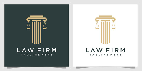 Law firm logo design template with creative simple concept. symbol of the law