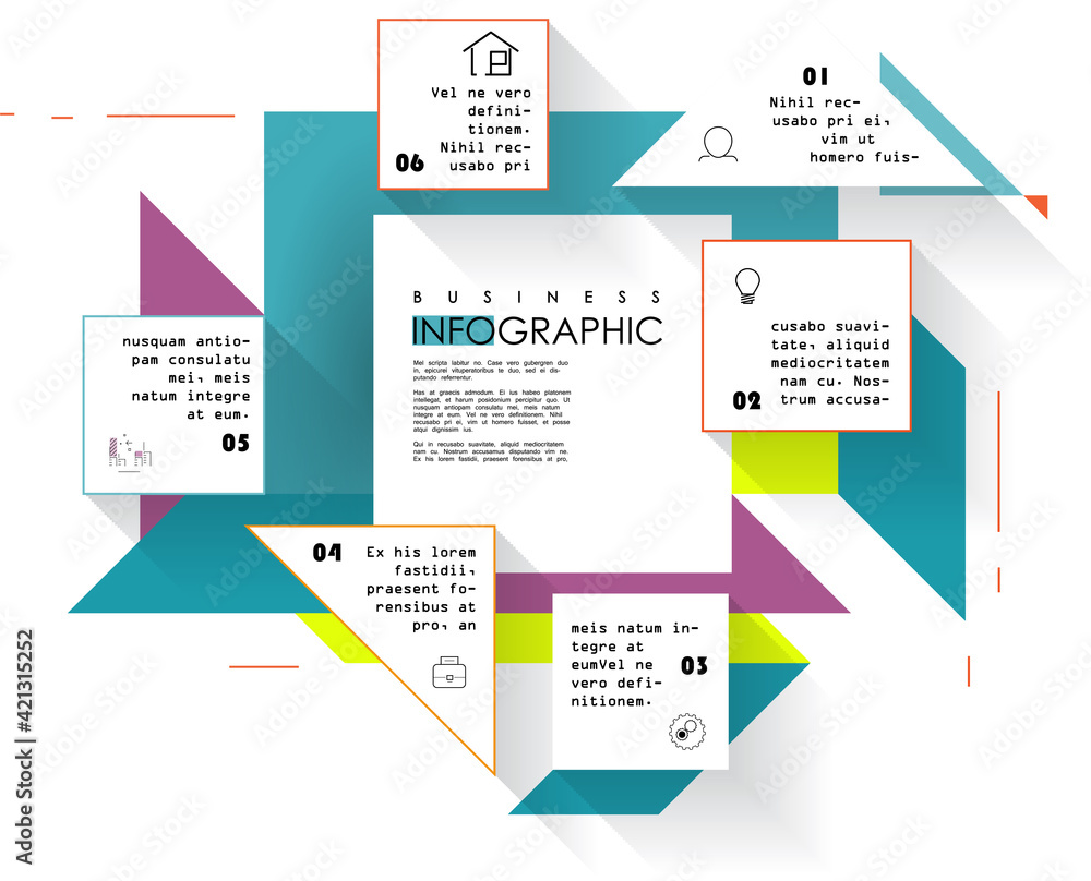 Poster Modern abstract geometric background with various rounded linear shapes. Vector illustration of dynamic composition.