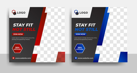 modern gym body exercise fitness  social media post template and web banner