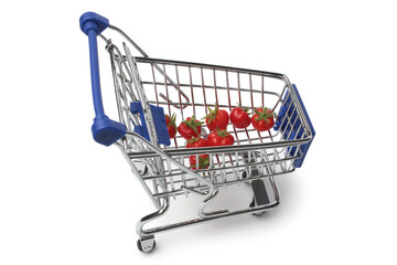 Shopping cart with cherry tomatoes
