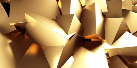 Luxury golden background. Gold glossy cubes array