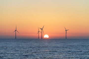 Offshore Scroby Sands Wind Farm, located in the North Sea off the East Coast of England with the...