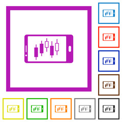 Mobile broker landscape mode flat framed icons