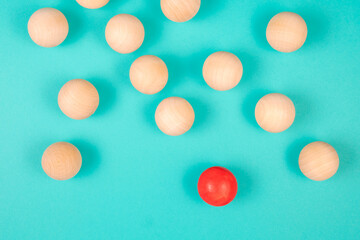 Different wooden red ball