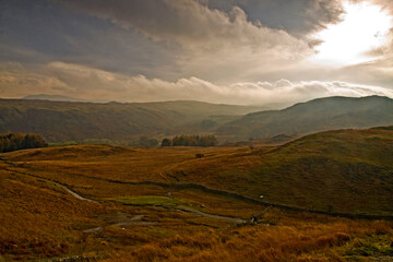 Fototapeta na wymiar dramatic autumn landscape image taken in Lake District , Cumbria