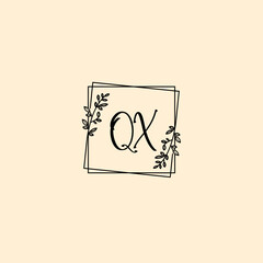 QX initial letters Wedding monogram logos, hand drawn modern minimalistic and frame floral templates