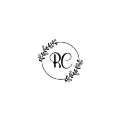 RC initial letters Wedding monogram logos, hand drawn modern minimalistic and frame floral templates
