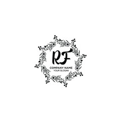 RF initial letters Wedding monogram logos, hand drawn modern minimalistic and frame floral templates