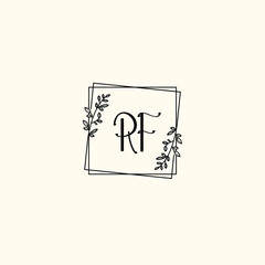 RF initial letters Wedding monogram logos, hand drawn modern minimalistic and frame floral templates