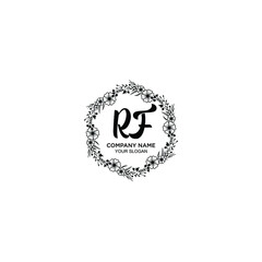 RF initial letters Wedding monogram logos, hand drawn modern minimalistic and frame floral templates