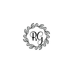 RG initial letters Wedding monogram logos, hand drawn modern minimalistic and frame floral templates