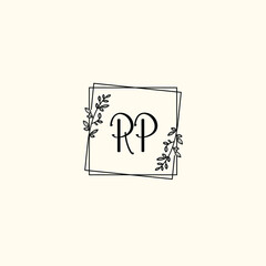 RP initial letters Wedding monogram logos, hand drawn modern minimalistic and frame floral templates