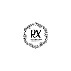 RX initial letters Wedding monogram logos, hand drawn modern minimalistic and frame floral templates