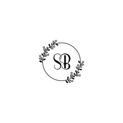 SB initial letters Wedding monogram logos, hand drawn modern minimalistic and frame floral templates