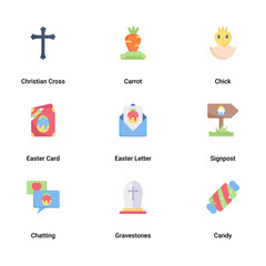 Happy Easter Day Flat and Colorful