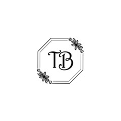 TB initial letters Wedding monogram logos, hand drawn modern minimalistic and frame floral templates