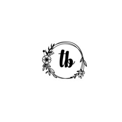 TB initial letters Wedding monogram logos, hand drawn modern minimalistic and frame floral templates