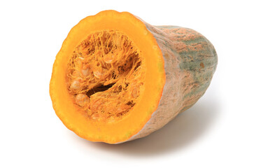 Sliced pumpkin isolated on white background.