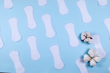 hygienic woman pad over blue background