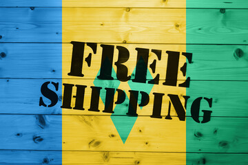 Saint Vincent and the Grenadines flag, Free Shipping on wooden transport box with flag