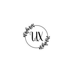 UX initial letters Wedding monogram logos, hand drawn modern minimalistic and frame floral templates