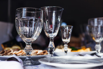the festive table is served for a birthday or a wedding in the restaurant. The interior of the banquet hall in the cafe. banquet table in the restaurant. place of celebration.
