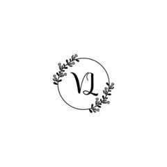 VL initial letters Wedding monogram logos, hand drawn modern minimalistic and frame floral templates