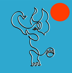 One line drawing of elephant.
One continuous line drawing of african elephant.