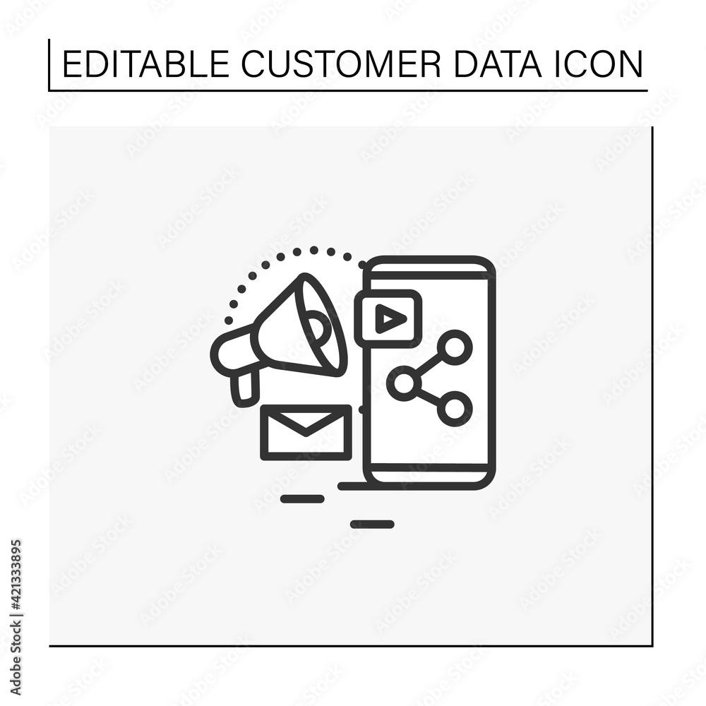 Poster content marketing line icon. strategic marketing focused on creating and distributing valuable, rele