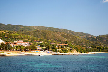 Fototapeta premium Landscape of the town Ouranoupolis, near Mount Athos, Halkidiki, Greece.