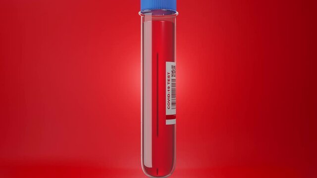 3D Animation of a blood sample in a sealed vial to test for COVID-19.