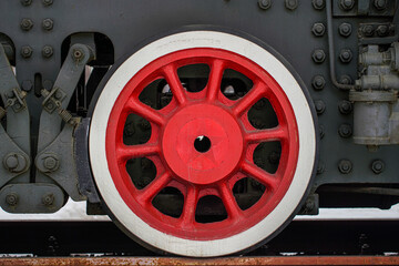 Detail of the wheels on a steam train. High quality photo