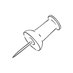 set of buttons, pins and paper clips in doodle style. Elements are drawn by hand and isolated on a white background. Black and white vector illustration. Stationery for business and creativity