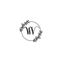 WV initial letters Wedding monogram logos, hand drawn modern minimalistic and frame floral templates